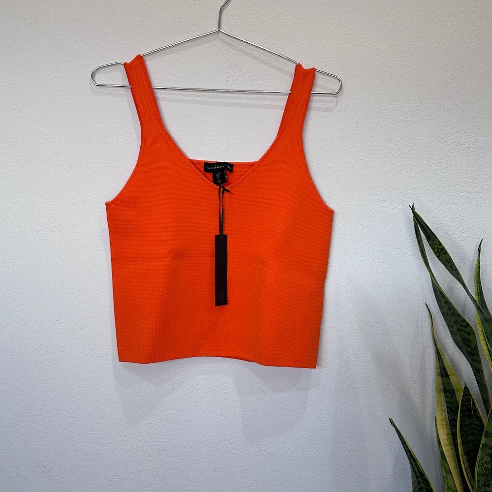 NWT House of Harlow x Revolve Compression Bright Orange Tank Top, size S